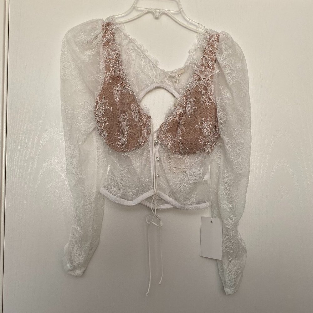 NEW for love and lemons lace bustier crop top